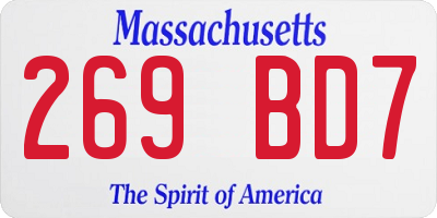 MA license plate 269BD7