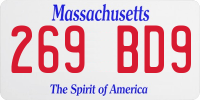 MA license plate 269BD9