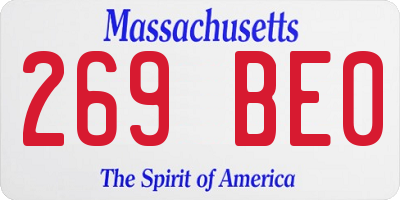 MA license plate 269BE0