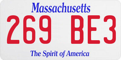 MA license plate 269BE3