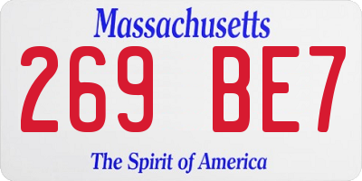 MA license plate 269BE7