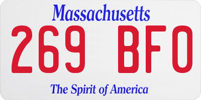 MA license plate 269BF0