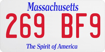 MA license plate 269BF9