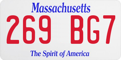 MA license plate 269BG7
