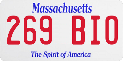 MA license plate 269BI0