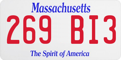 MA license plate 269BI3
