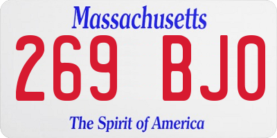 MA license plate 269BJ0