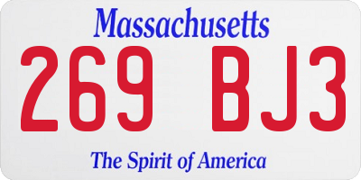MA license plate 269BJ3