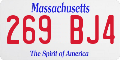 MA license plate 269BJ4