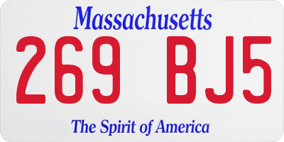 MA license plate 269BJ5