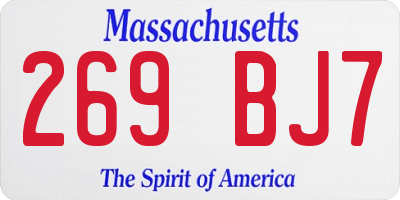 MA license plate 269BJ7
