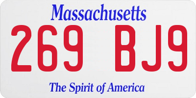 MA license plate 269BJ9