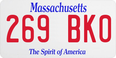 MA license plate 269BK0