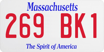 MA license plate 269BK1