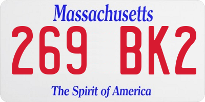 MA license plate 269BK2