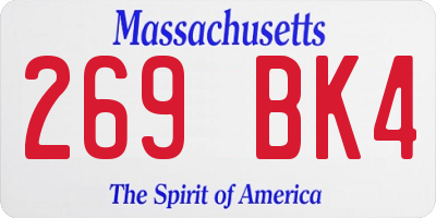 MA license plate 269BK4