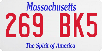 MA license plate 269BK5