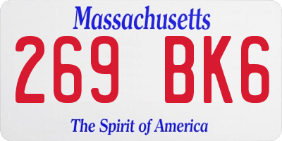 MA license plate 269BK6