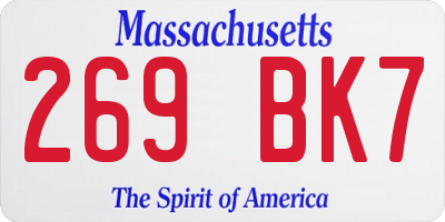 MA license plate 269BK7