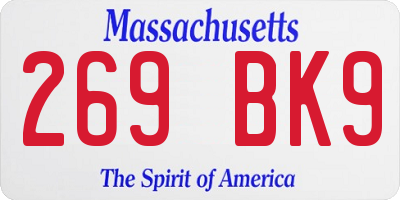 MA license plate 269BK9
