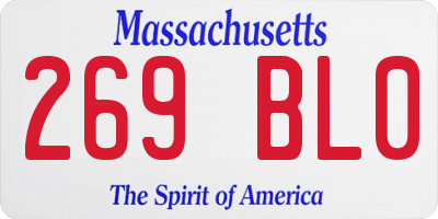 MA license plate 269BL0