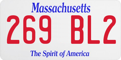 MA license plate 269BL2