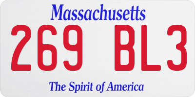 MA license plate 269BL3