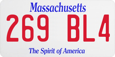 MA license plate 269BL4