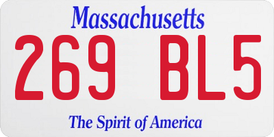 MA license plate 269BL5