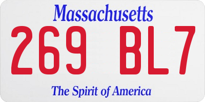 MA license plate 269BL7