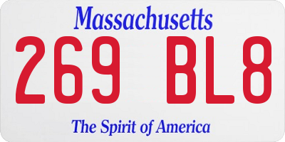 MA license plate 269BL8
