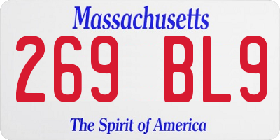 MA license plate 269BL9