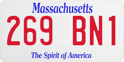 MA license plate 269BN1