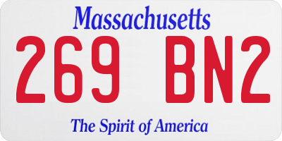 MA license plate 269BN2