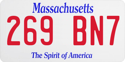 MA license plate 269BN7
