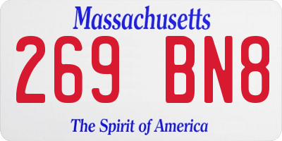 MA license plate 269BN8