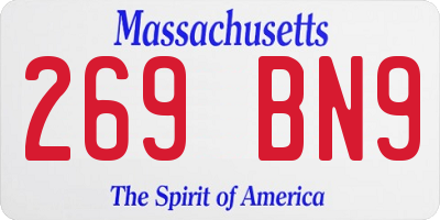 MA license plate 269BN9