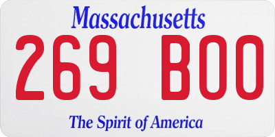 MA license plate 269BO0