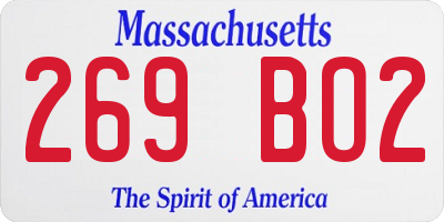 MA license plate 269BO2