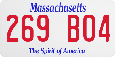MA license plate 269BO4