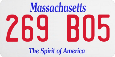 MA license plate 269BO5