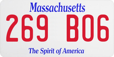 MA license plate 269BO6