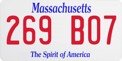MA license plate 269BO7