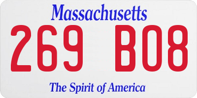 MA license plate 269BO8