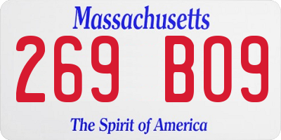 MA license plate 269BO9