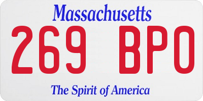 MA license plate 269BP0