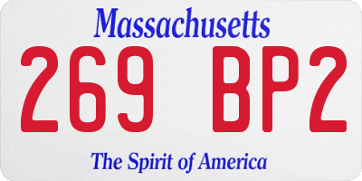 MA license plate 269BP2