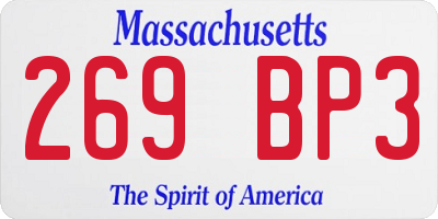 MA license plate 269BP3