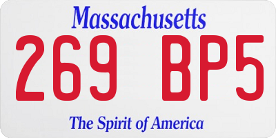 MA license plate 269BP5