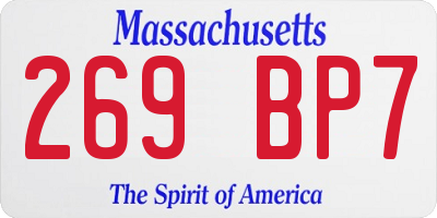 MA license plate 269BP7
